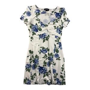 Streetwear Society White Floral Dress Junior's Size L‎ Cutout Neckline Sundress
